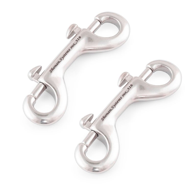 Shonan.Systems SHONAN Double Ended Bolt Snap Hooks, 2 Pack Stainless Steel Double Ended Bolt Snap Marine Grade, 3.5 Inch Metal Chain Clips for Diving, Dog Leash, Horse Tack, Feed Buckets - Image 1